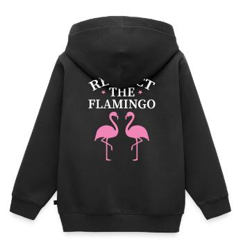 Respectez le flamant rose - Observation des oiseaux roses - Sweat Premium à capuche enfant bio - noir - Dos - AI Model Kid Male (0cm)