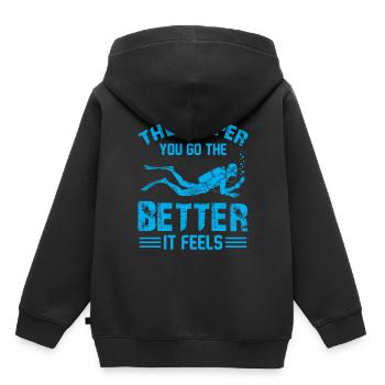Plus vous allez loin, mieux vous vous sentez - Diving Ins - Sweat Premium à capuche enfant bio - noir - Dos - AI Model Kid Male (0cm)
