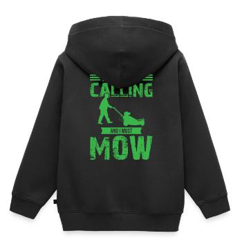 L’herbe appelle et je dois tondre - Jardinier - Sweat Premium à capuche enfant bio - noir - Dos - AI Model Kid Male (0cm)