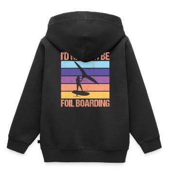 I’d Rather Be WingFoil Boarding - Surfeur Hydrofoil - Sweat Premium à capuche enfant bio - noir - Dos - AI Model Kid Male (0cm)