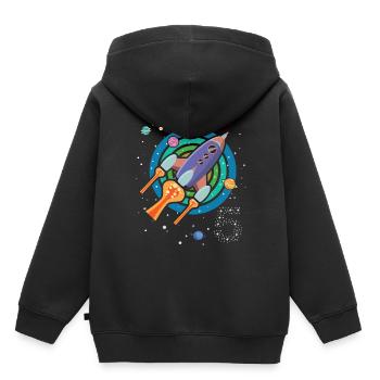 Rakete 5 Jahre Geburtstag Weltraum Raumschiff - Kinder Premium Organic Hoodie - Schwarz - Hinten - AI Model Kid Male (0cm)