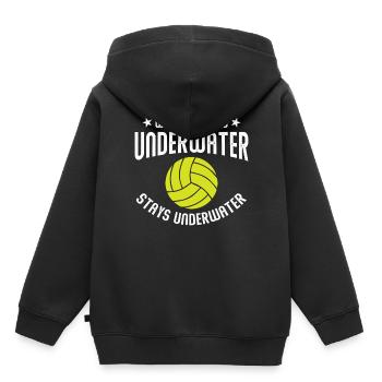 What Happens Underwater Stays Underwater - Water P - Kids Premium Organic Hoodie - black - Back - AI Model Kid Male (0cm)