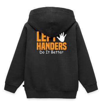 Gauchers gauchers le font mieux - Gaucher - Sweat Premium à capuche enfant bio - noir - Dos - AI Model Kid Male (0cm)