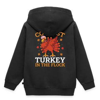 Thanksgivings Day - Coolest Turkey In The Flock - Kinder Premium Organic Hoodie - Schwarz - Hinten - AI Model Kid Male (0cm)