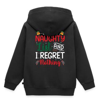 Noël moche - Sur la liste coquine et je regrette - Sweat Premium à capuche enfant bio - noir - Dos - AI Model Kid Male (0cm)