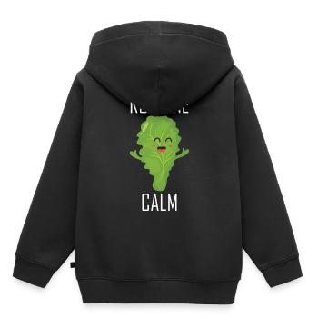 Vegan Gardening Quote Salad Romaine Calm - Kids Premium Organic Hoodie - black - Back - AI Model Kid Male (0cm)