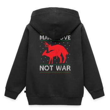 Deer Couple Reindeer - Make Love Not War - Ugly Ch - Kinder Premium Organic Hoodie - Schwarz - Hinten - AI Model Kid Male (0cm)