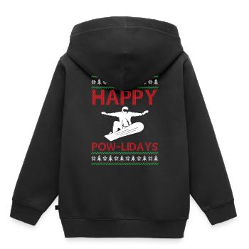 Snowboarding Ugly Christmas - Happy Pow-Lidays - Sweat Premium à capuche enfant bio - noir - Dos - AI Model Kid Male (0cm)