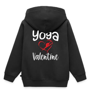 Saint-Valentin Yoga Dire Be My Yoga Valentine - Sweat Premium à capuche enfant bio - noir - Dos - AI Model Kid Male (0cm)