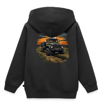Unimog Off-Road Adventure : un VTT F robuste et puissant - Sweat Premium à capuche enfant bio - noir - Dos - AI Model Kid Male (0cm)