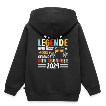 Eine Legende verlässt das Gelände Kita Abgänger - Kinder Premium Organic Hoodie - Schwarz - Hinten - AI Model Kid Male (0cm)