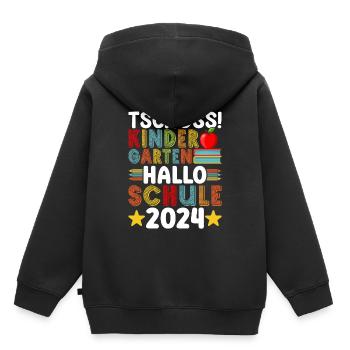 Tschüss Kindergarten Hallo Schule 2024 Kita - Kinder Premium Organic Hoodie - Schwarz - Hinten - AI Model Kid Male (0cm)