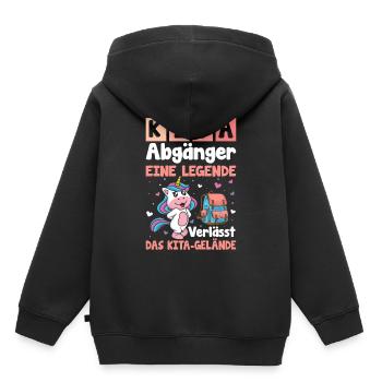 Eine Legende verlässt das Gelände Kita Abgänger - Kinder Premium Organic Hoodie - Schwarz - Hinten - AI Model Kid Male (0cm)