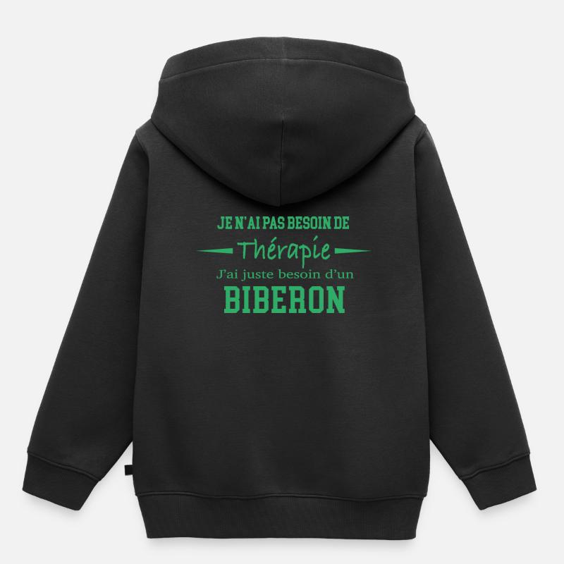 Idée cadeau drôle bébé - Sweat Premium à capuche enfant bio - noir