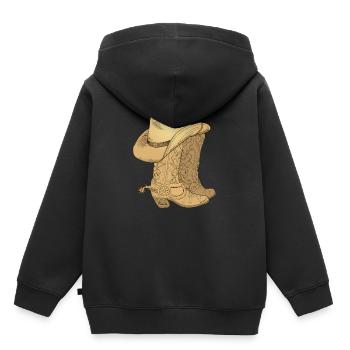 Vintage Rétro Cowboy Chapeau Cowboy Bottes Cadeau - Sweat Premium à capuche enfant bio - noir - Dos - AI Model Kid Male (0cm)