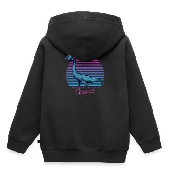 Vintage Rétro Néon 80s Loch Ness Monster Nessie - Sweat Premium à capuche enfant bio - noir - Dos - AI Model Kid Male (0cm)