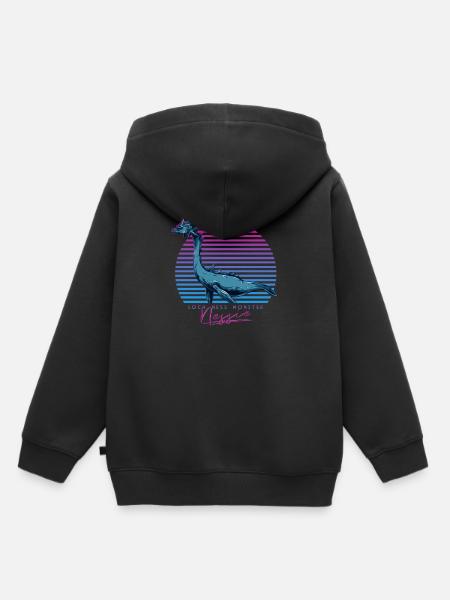 Vintage Retro Neon 80s Loch Ness Monster Nessie - Kids Premium Organic Hoodie - black