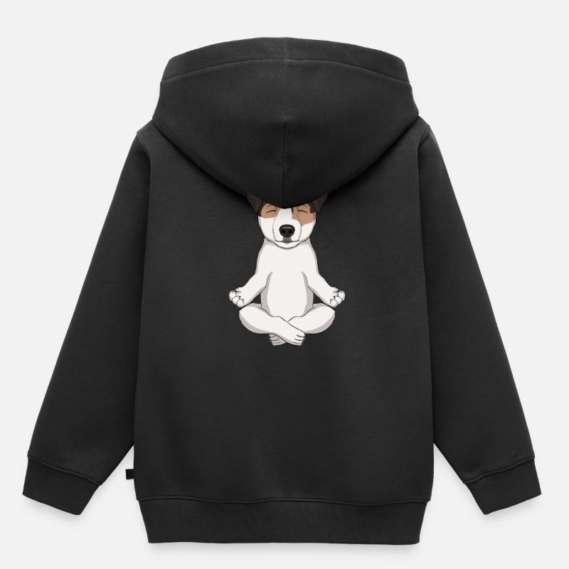 Le pasteur Russell Terrier médite - Sweat Premium à capuche enfant bio - noir