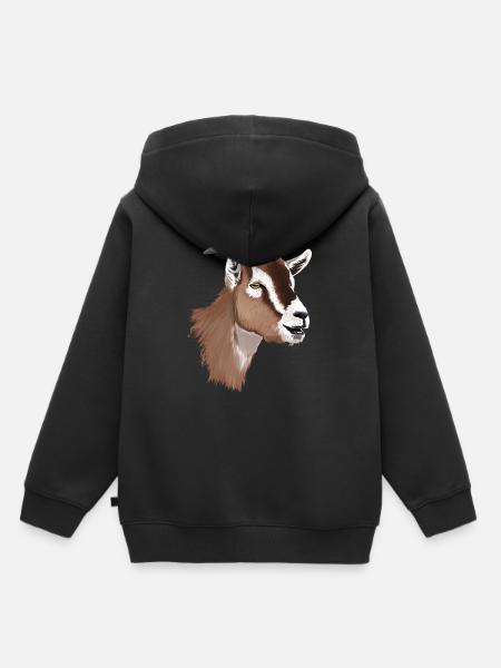 Tête de chèvre - Sweat Premium à capuche enfant bio - noir