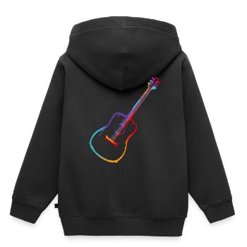 Dégradé de couleur Guitare acoustique - Sweat Premium à capuche enfant bio - noir - Dos - AI Model Kid Male (0cm)