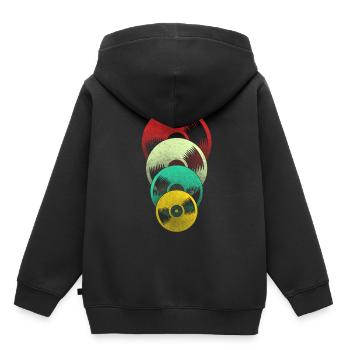 Disque rétro - Sweat Premium à capuche enfant bio - noir - Dos - AI Model Kid Male (0cm)