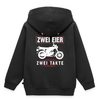Simson S51, 2 Hände, 2 Eier , 2Takte, DDR Moped - Kinder Premium Organic Hoodie - Schwarz - Hinten - AI Model Kid Male (0cm)