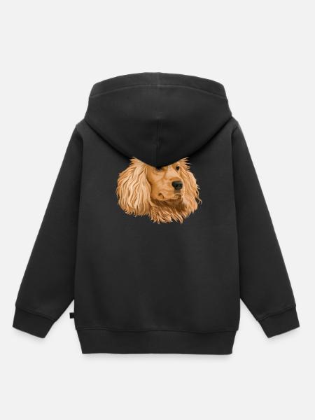 Cocker Spaniel - Felpa Premium con cappuccio bambino bio - nero