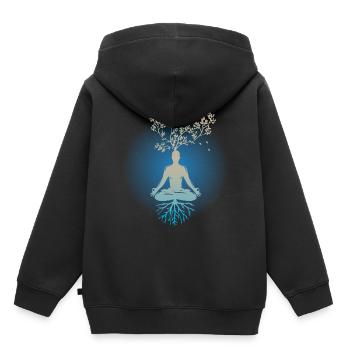 Lebensbaum , Chakras für spirituelles Yoga, Buddha - Kinder Premium Organic Hoodie - Schwarz - Hinten - AI Model Kid Male (0cm)