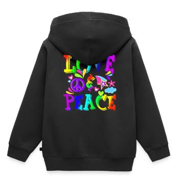 Hippie Love Peace Flower Power Peace Movement - Kids Premium Organic Hoodie - black - Back - AI Model Kid Male (0cm)