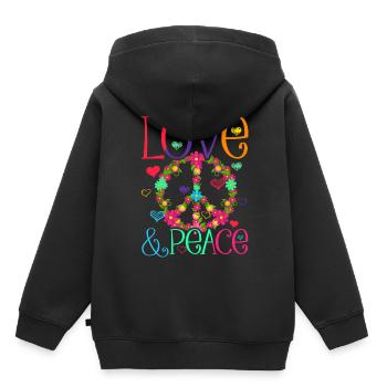 Hippie Love Peace Flower Power Peace Movement - Kids Premium Organic Hoodie - black - Back - AI Model Kid Male (0cm)