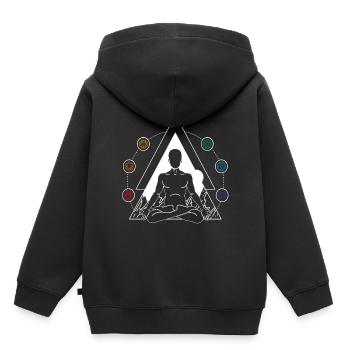 Yoga Chakra Spiritual Meditation 7 chakras - Sweat Premium à capuche enfant bio - noir - Dos - AI Model Kid Male (0cm)