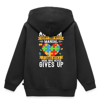 Mois de la sensibilisation à l'autisme, l'espoir coloré de l'autisme - Sweat Premium à capuche enfant bio - noir - Dos - AI Model Kid Male (0cm)