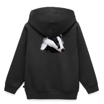 Blaireau - Sweat Premium à capuche enfant bio - noir - Dos - AI Model Kid Male (0cm)