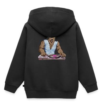 Ours de diskjockey russe - Sweat Premium à capuche enfant bio - noir - Dos - AI Model Kid Male (0cm)