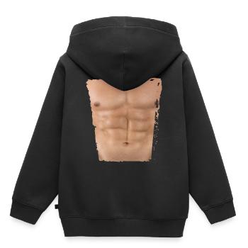 Fake Muskel Mann Fitness Männerkörper - Kinder Premium Organic Hoodie - Schwarz - Hinten - AI Model Kid Male (0cm)