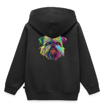 Brussels Griffon chien - Sweat Premium à capuche enfant bio - noir - Dos - AI Model Kid Male (0cm)