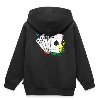 Jeu de cartes couleur - Sweat Premium à capuche enfant bio - noir - Dos - AI Model Kid Male (0cm)