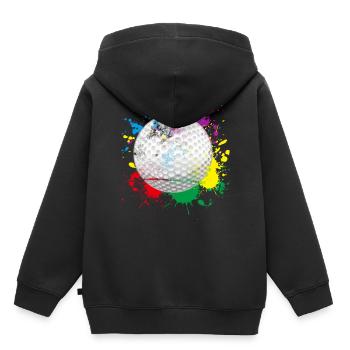 Balle de golf de couleur - Sweat Premium à capuche enfant bio - noir - Dos - AI Model Kid Male (0cm)