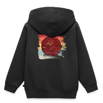 Rétro hobby laine - Sweat Premium à capuche enfant bio - noir - Dos - AI Model Kid Male (0cm)