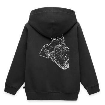 Chien museau curieux - Sweat Premium à capuche enfant bio - noir - Dos - AI Model Kid Male (0cm)