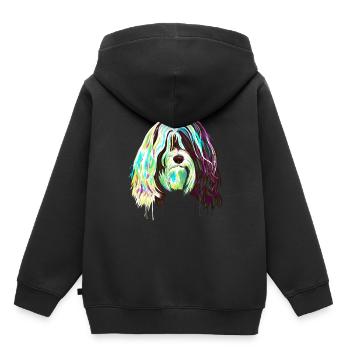 Splash Tibetan Terrier Dog - Kids Premium Organic Hoodie - black - Back - AI Model Kid Male (0cm)