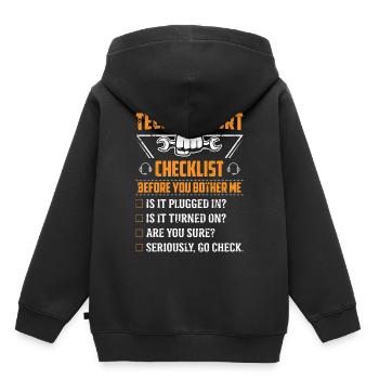 Technique Support Checklist Ordinateur informatique informatique - Sweat Premium à capuche enfant bio - noir - Dos - AI Model Kid Male (0cm)