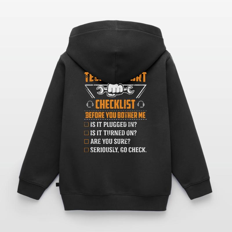 Technik Support Checkliste Computer IT Informatik Kinder Premium Organic Hoodie