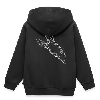 Neugieriger Esel - Kinder Premium Organic Hoodie - Schwarz - Hinten - AI Model Kid Male (0cm)