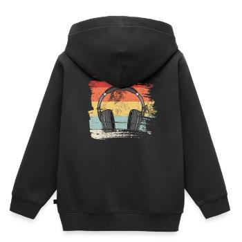 Retro 80er 90er Kopfhörer - Kinder Premium Organic Hoodie - Schwarz - Hinten - AI Model Kid Male (0cm)