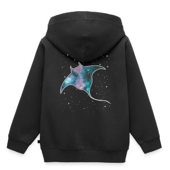 Raie Manta Voie Lactée Galaxie Stingray Nébuleuse - Sweat Premium à capuche enfant bio - noir - Dos - AI Model Kid Male (0cm)