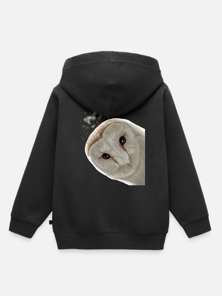 Vogel Eule - Kinder Premium Organic Hoodie - Schwarz