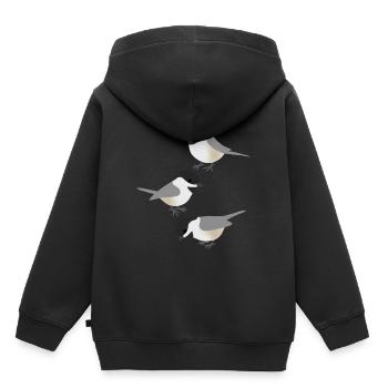 Drôles d’oiseaux Mésange - Sweat Premium à capuche enfant bio - noir - Dos - AI Model Kid Male (0cm)