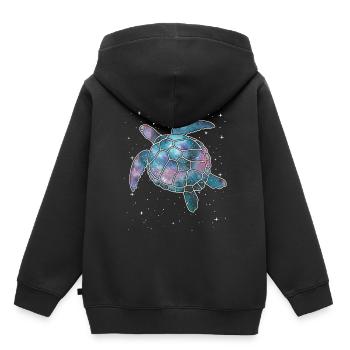 Space Sea Turtle Voie lactée Galaxie Nébuleuse Univers - Sweat Premium à capuche enfant bio - noir - Dos - AI Model Kid Male (0cm)