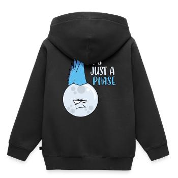 Es ist nur eine Phase Lustiger Vollmond Wortspiel Mondzyklus - Kinder Premium Organic Hoodie - Schwarz - Hinten - AI Model Kid Male (0cm)